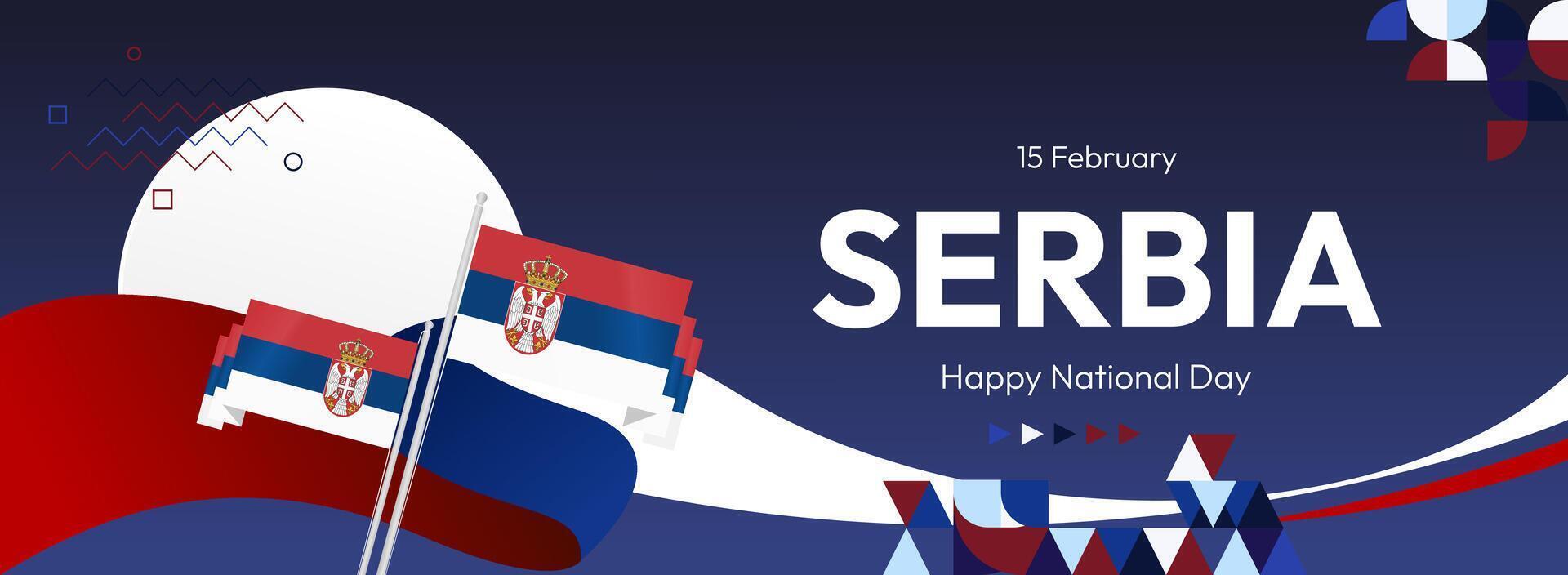 Serbia long banner for National day of Serbia with Serbian flags. Illustration national day Serbia vector