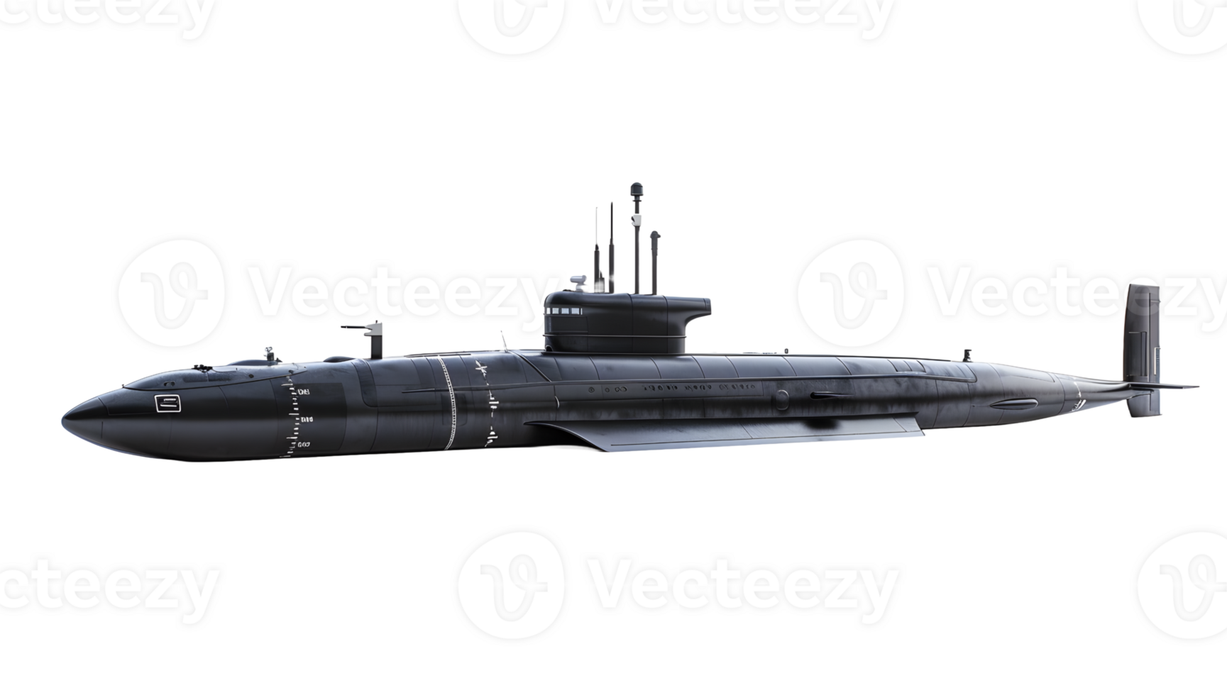 Modern submarine full body high resolution png