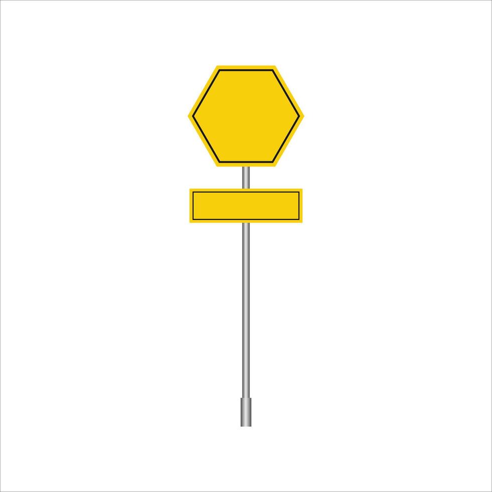 Blank yellow road sign. Empty traffic signs isolated on transparent background. Highway attention road sign. vector