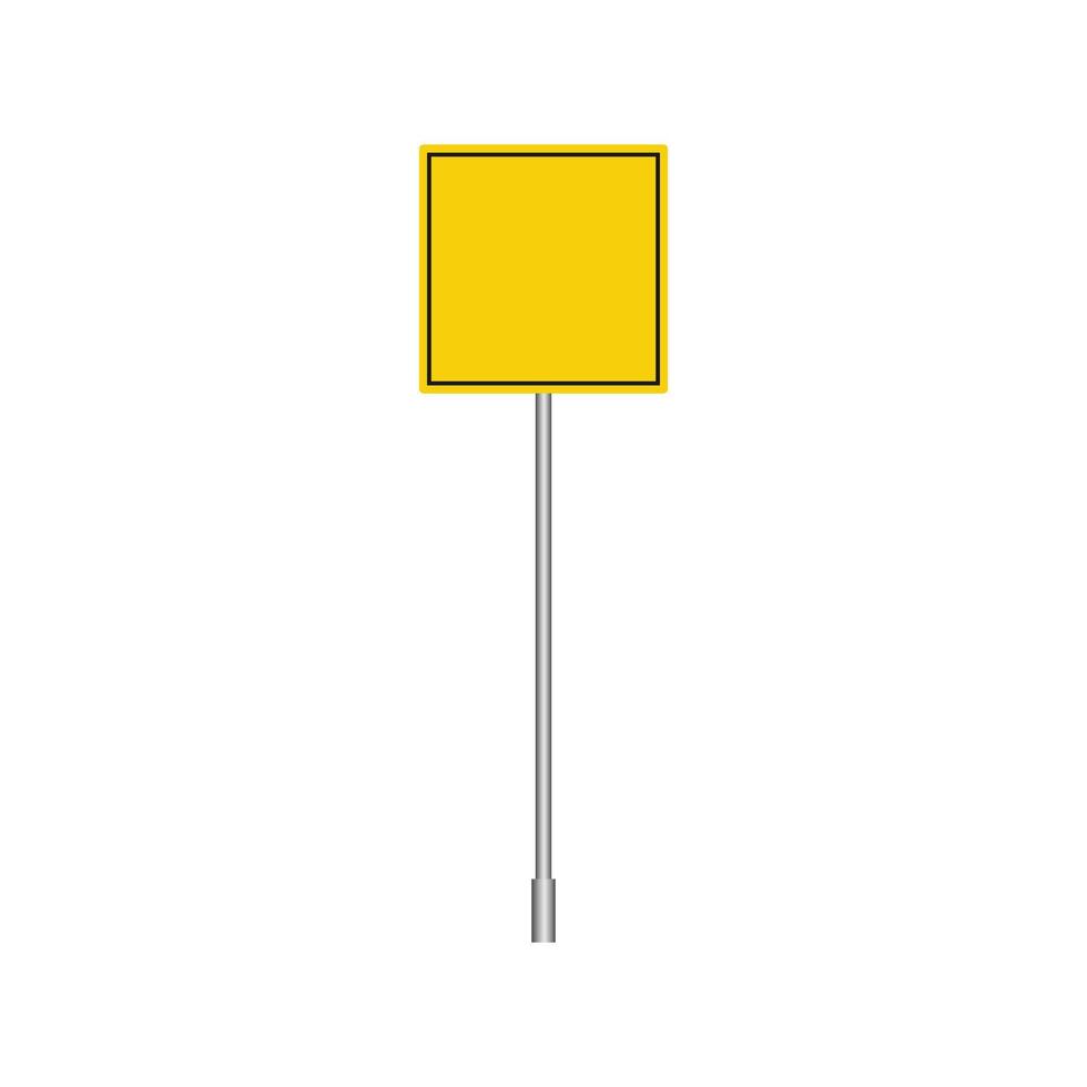 Blank yellow road sign. Empty traffic signs isolated on transparent background. Highway attention road sign collection. vector
