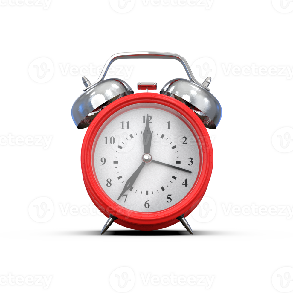 Red Alarm Clock 3D Render png