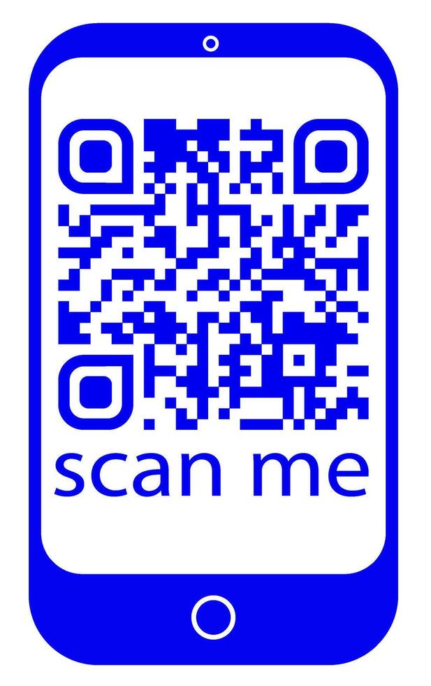 QR code displayed on smartphone screen icon with scan me text underneath. Minimalistic design on white background. Concept of digital information access. illustration vector