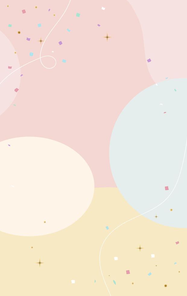 Invitation or greeting card design with confetti. Happy birthday card blank. Gentle template, frame vector