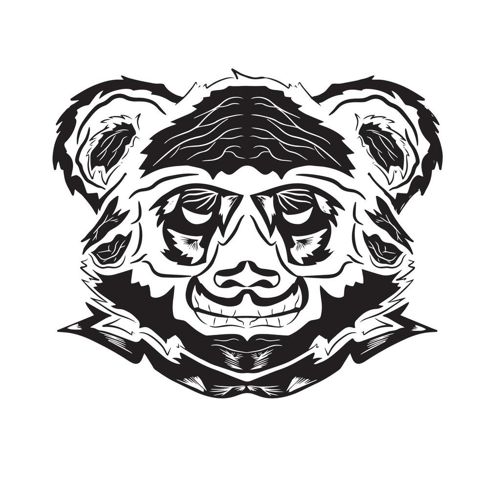 angry bear head mascot logo, teddy bear icon isolated vector
