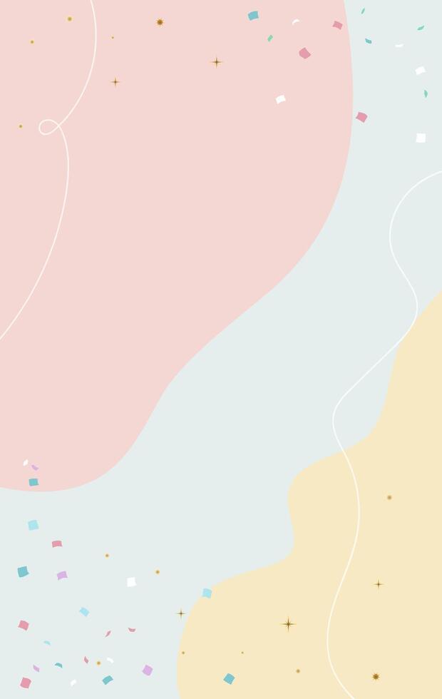 Greeting card or Invitation design decorated with confetti. Happy birthday card blank. Template, frame vector