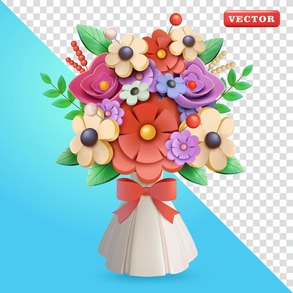Wedding Flower Bouquets, 3d suitable for events and design elements vector