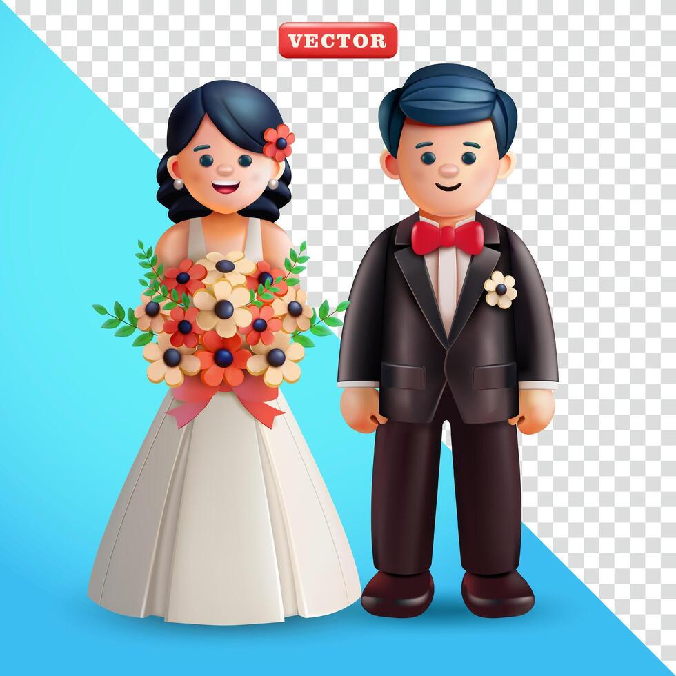 Wedding couple, 3d suitable for events and design elements vector