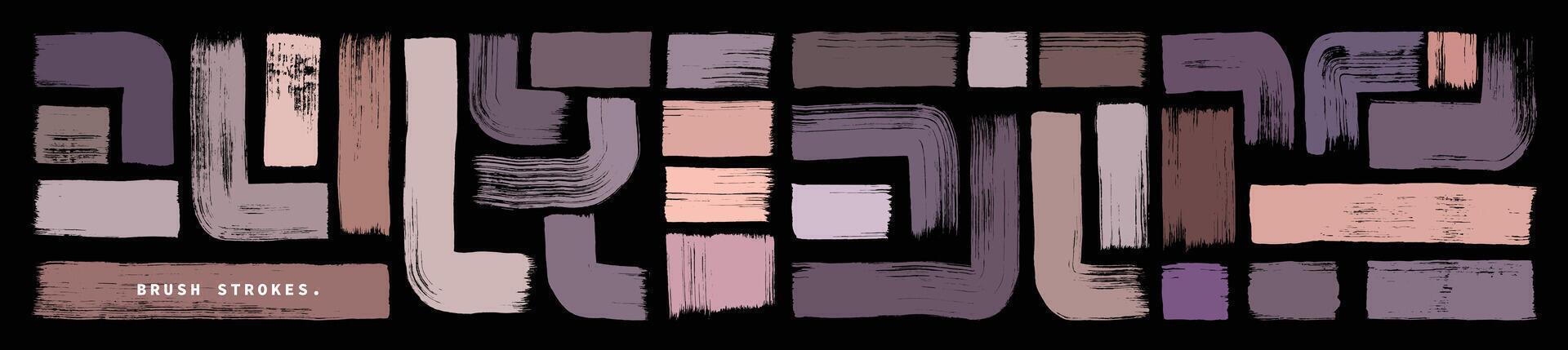 Paint brush strokes element bundle. Straight and curved lines stroke bundle. Creative freehand drawing design. vector