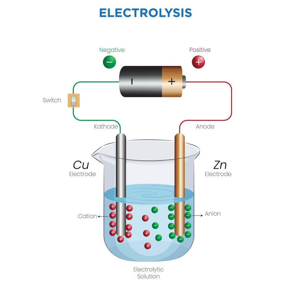 Electrolysis Breaking Down Compounds Using Electricity vector