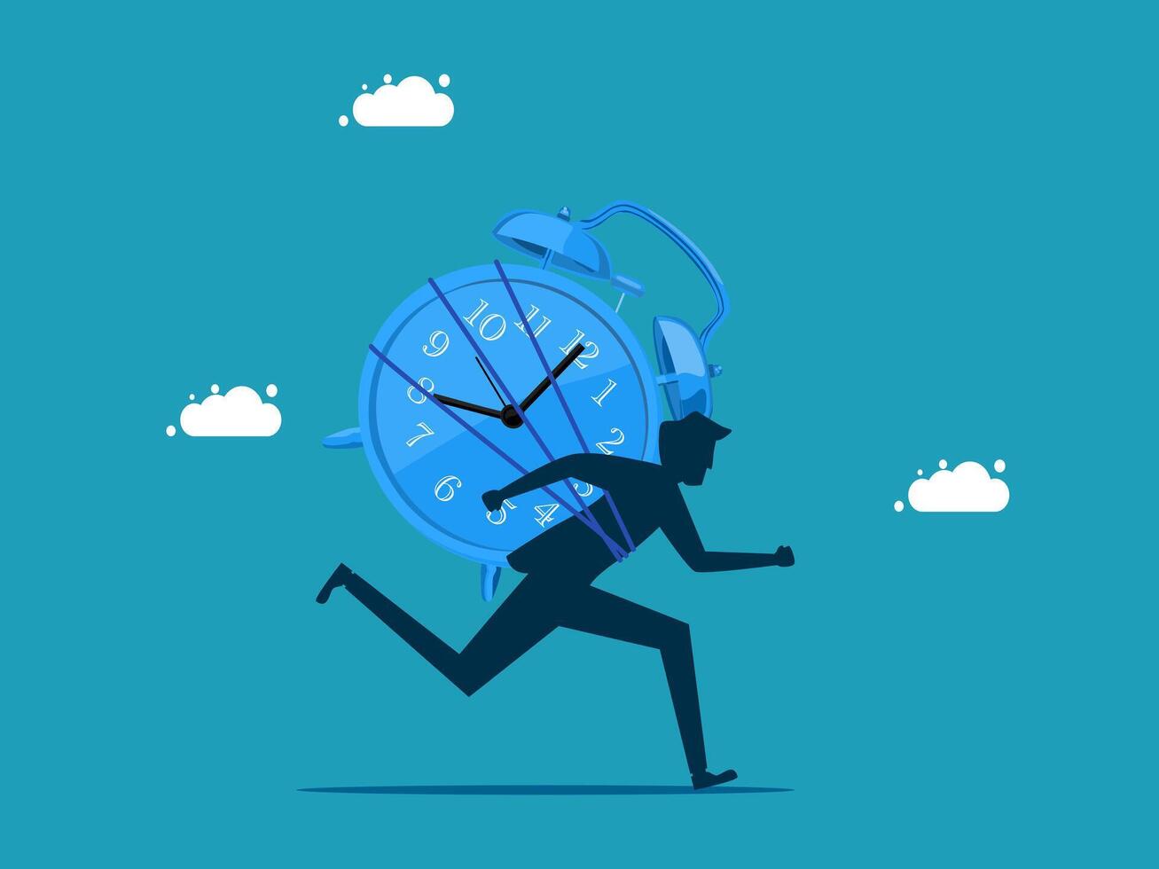 businessman running with alarm clock vector