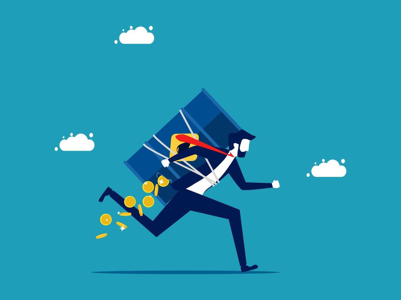 businessman running with a suitcase full of money vector