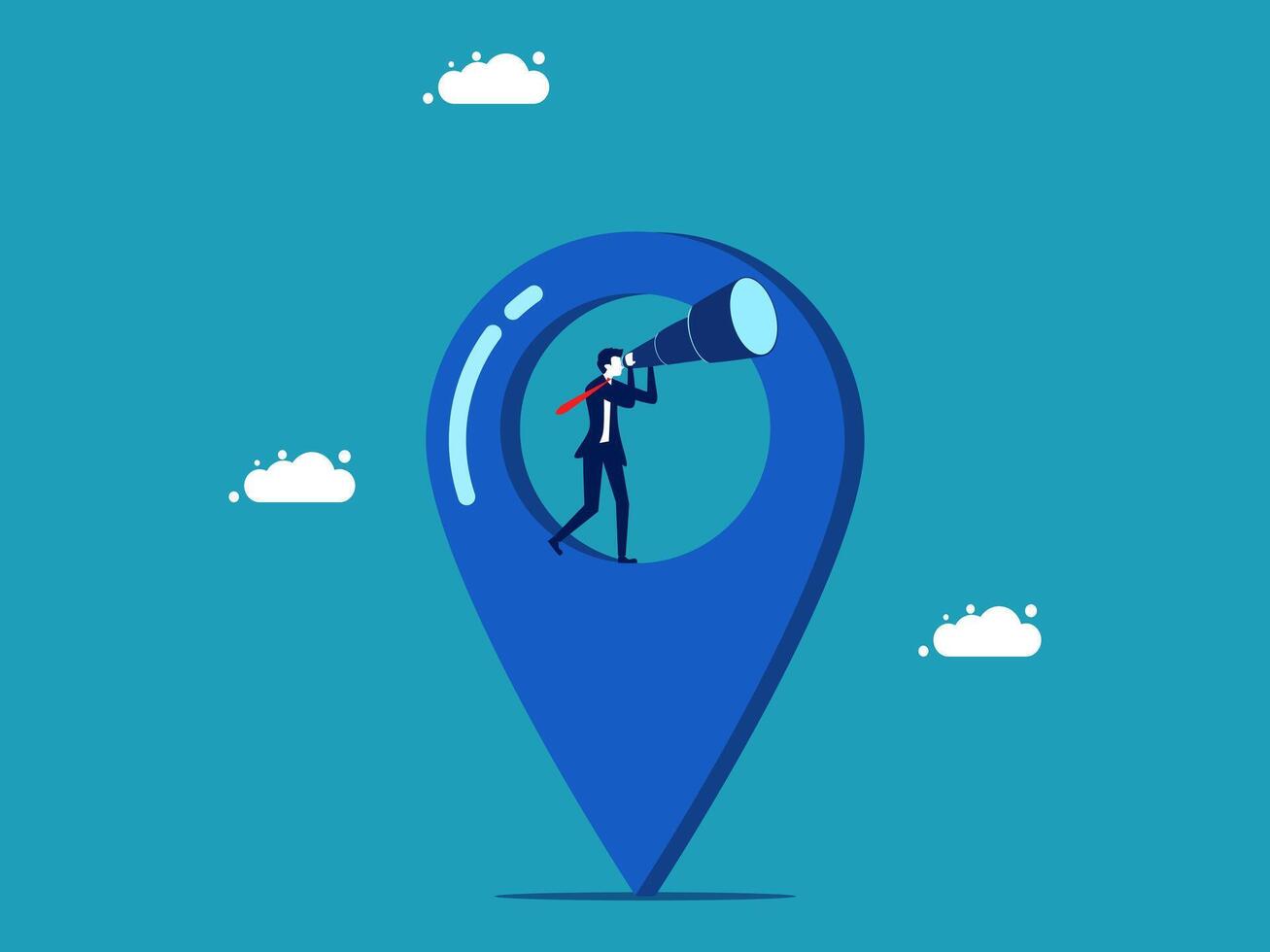businessman with megaphone on map pin vector