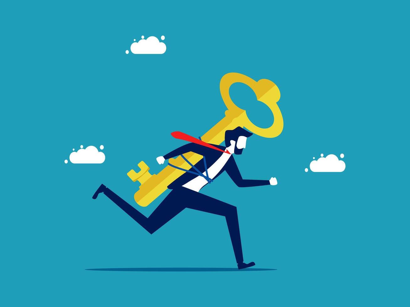 businessman running with key to success vector
