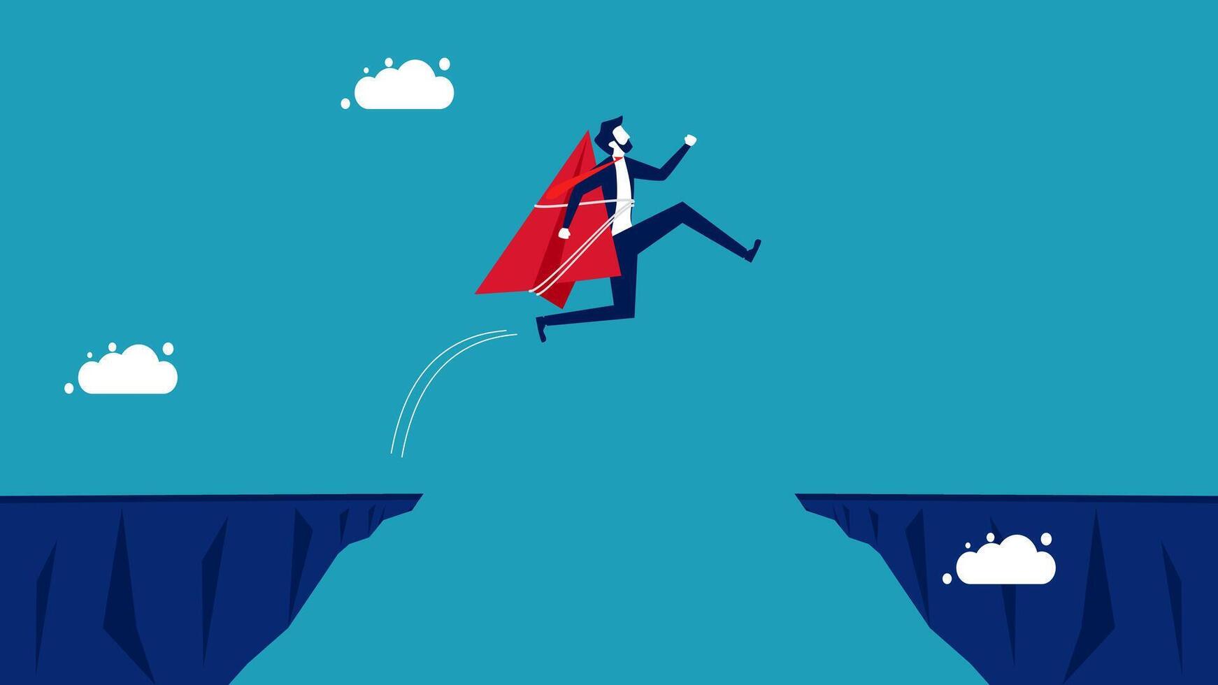 jumping over the cliff gap,achievement concept vector
