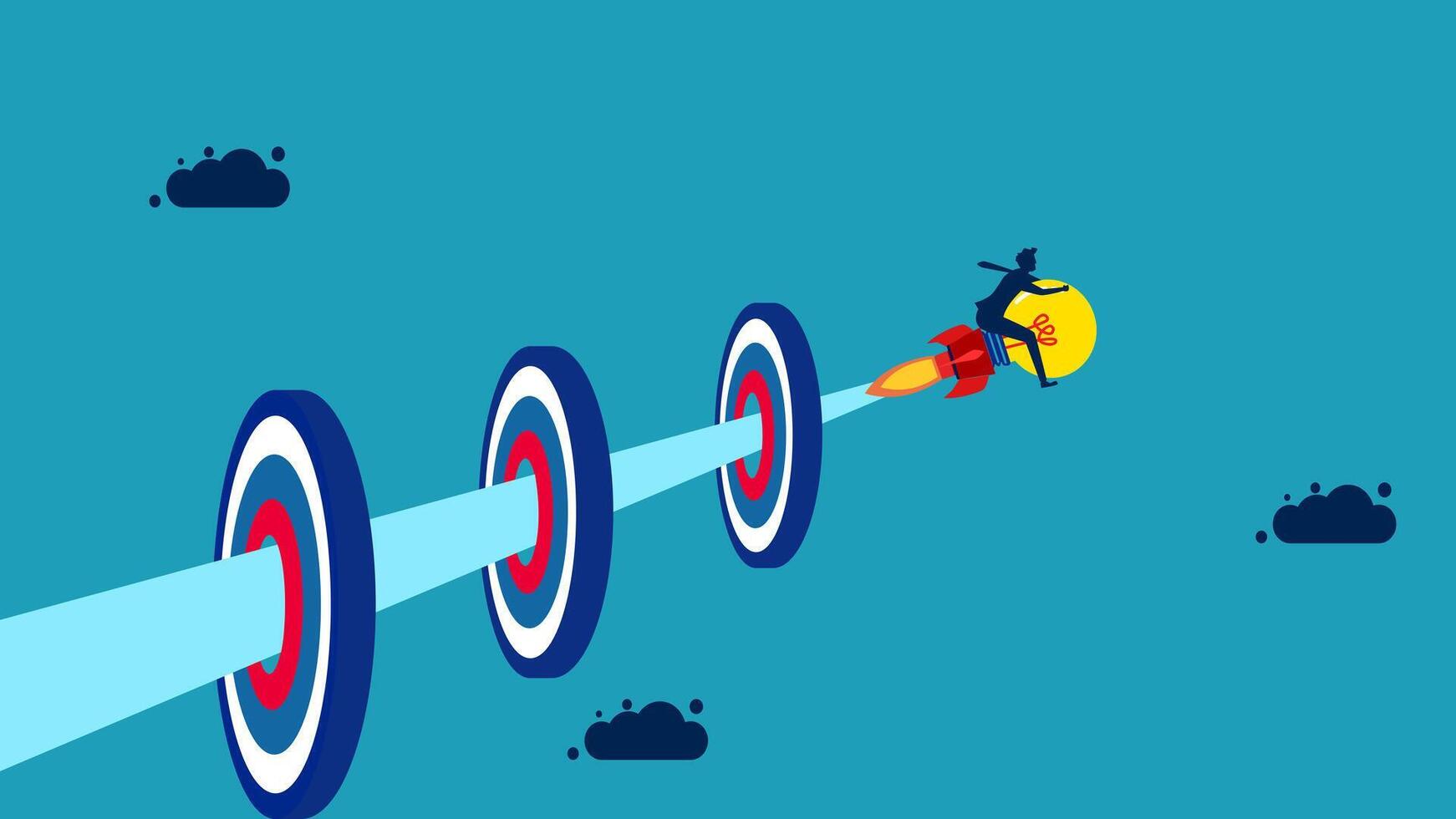 businessman jumping over a target with a bullseye vector