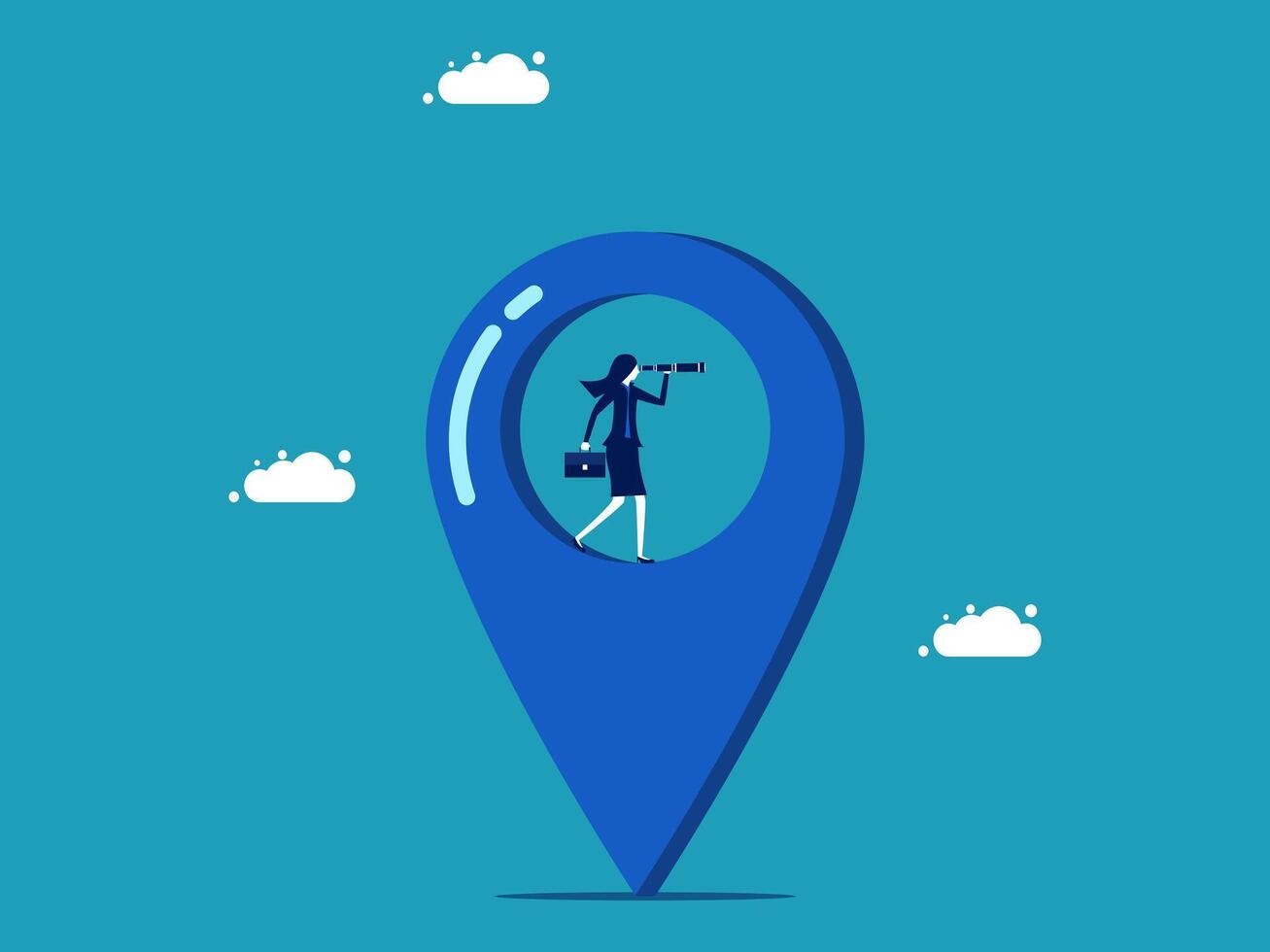 businesswoman in blue pin location map icon vector