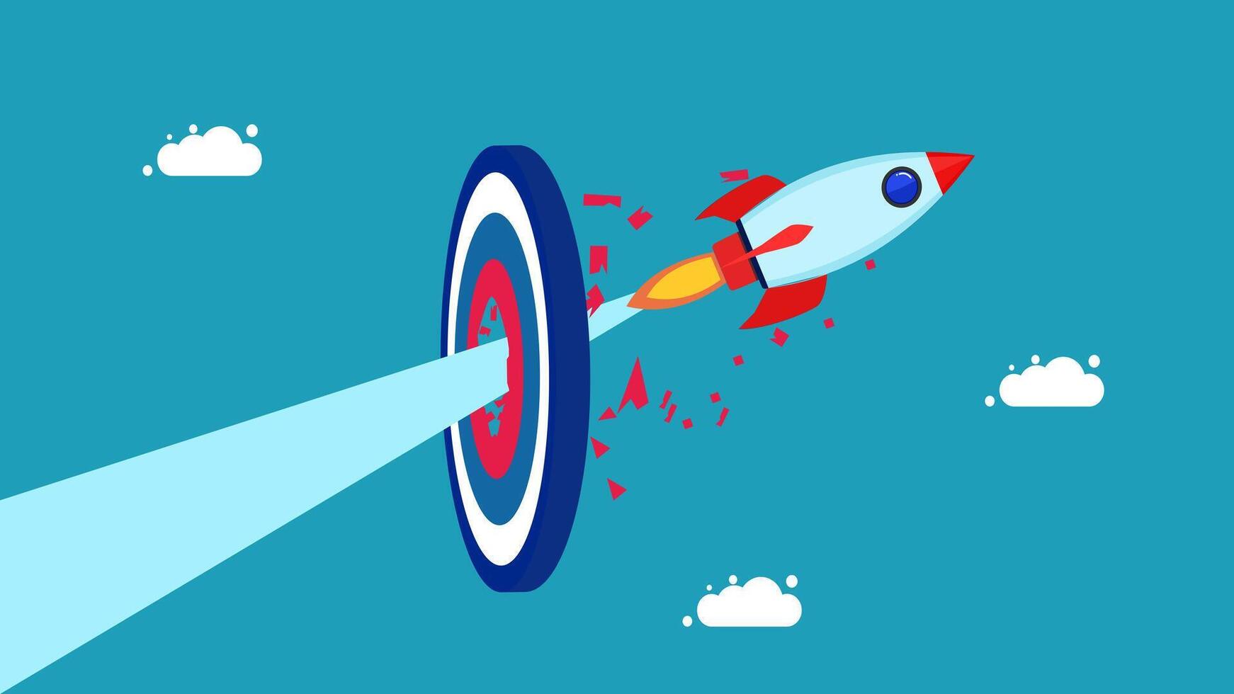 a rocket is flying through the air and hitting a target vector