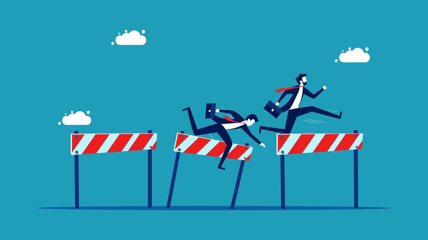 businessman running over the obstacle barrier vector
