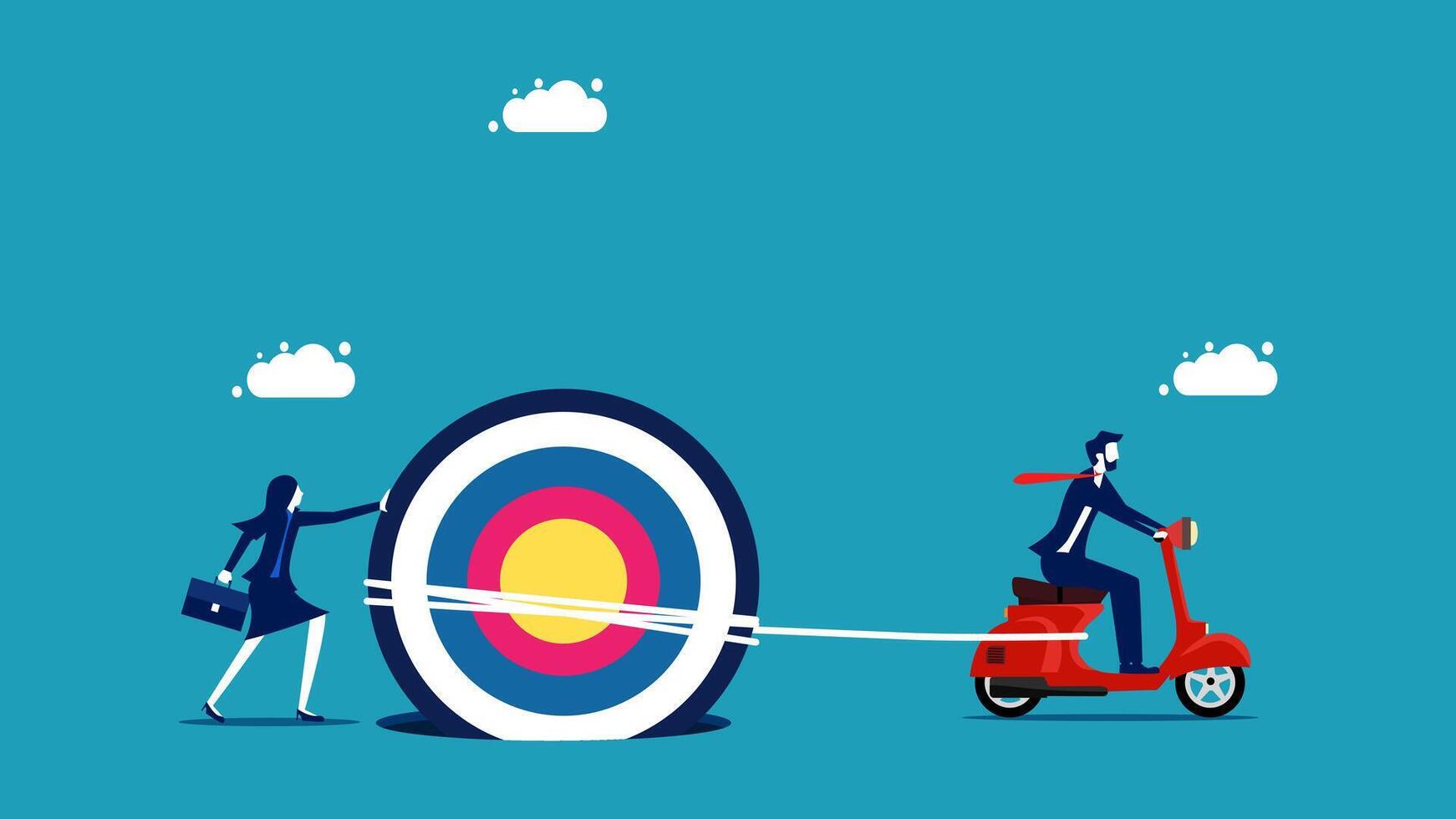 businessman pulling a target with a scooter vector