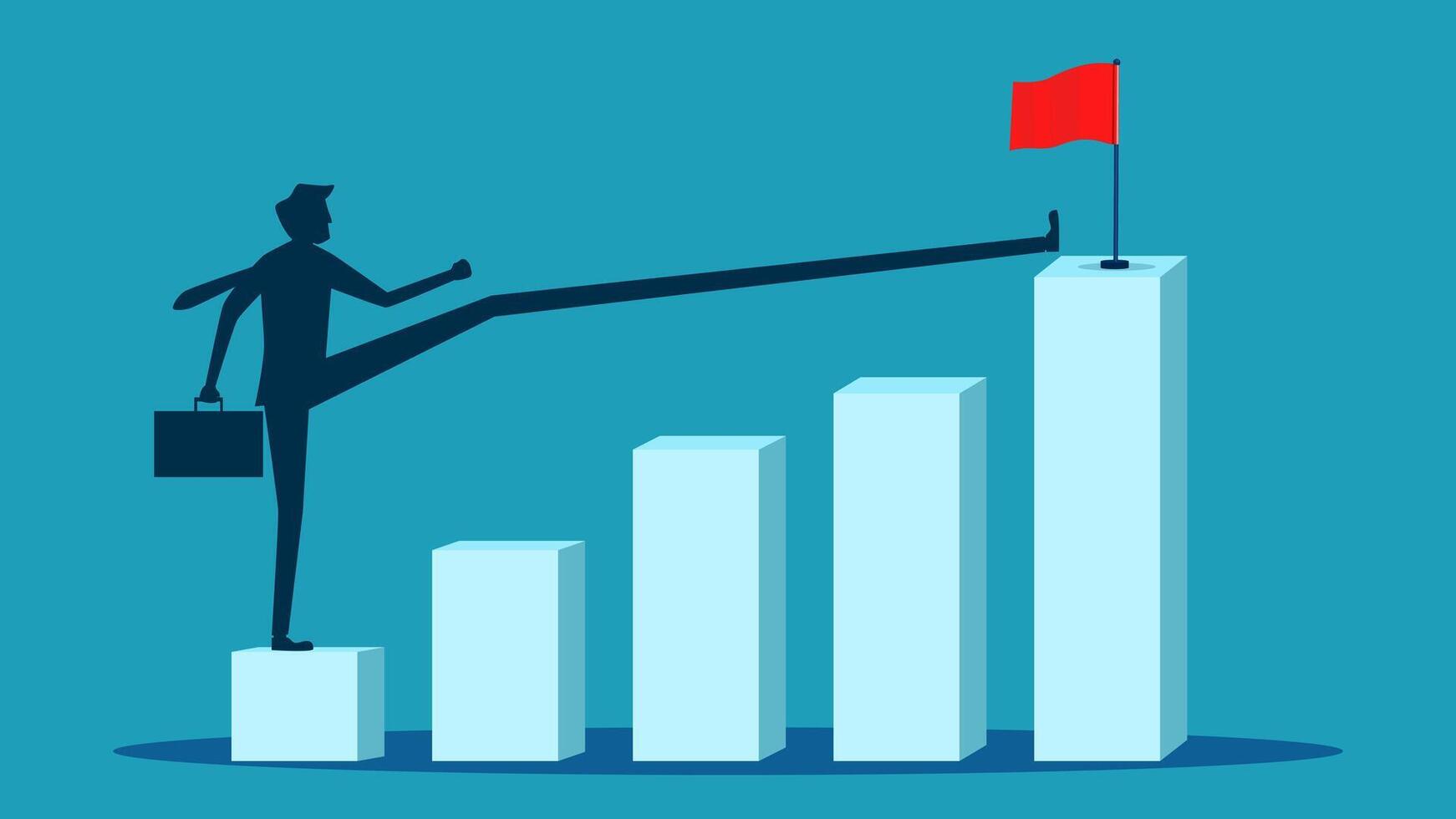 businessman with briefcase on top of bar chart vector