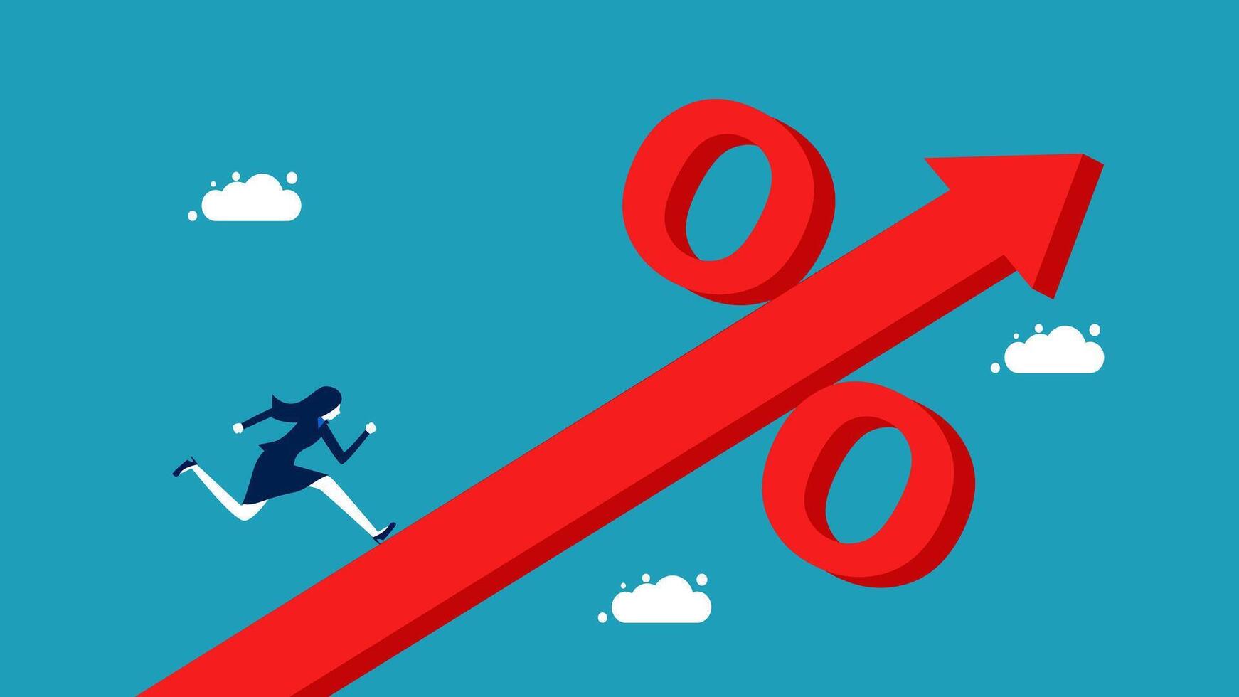 business people running up a red arrow vector