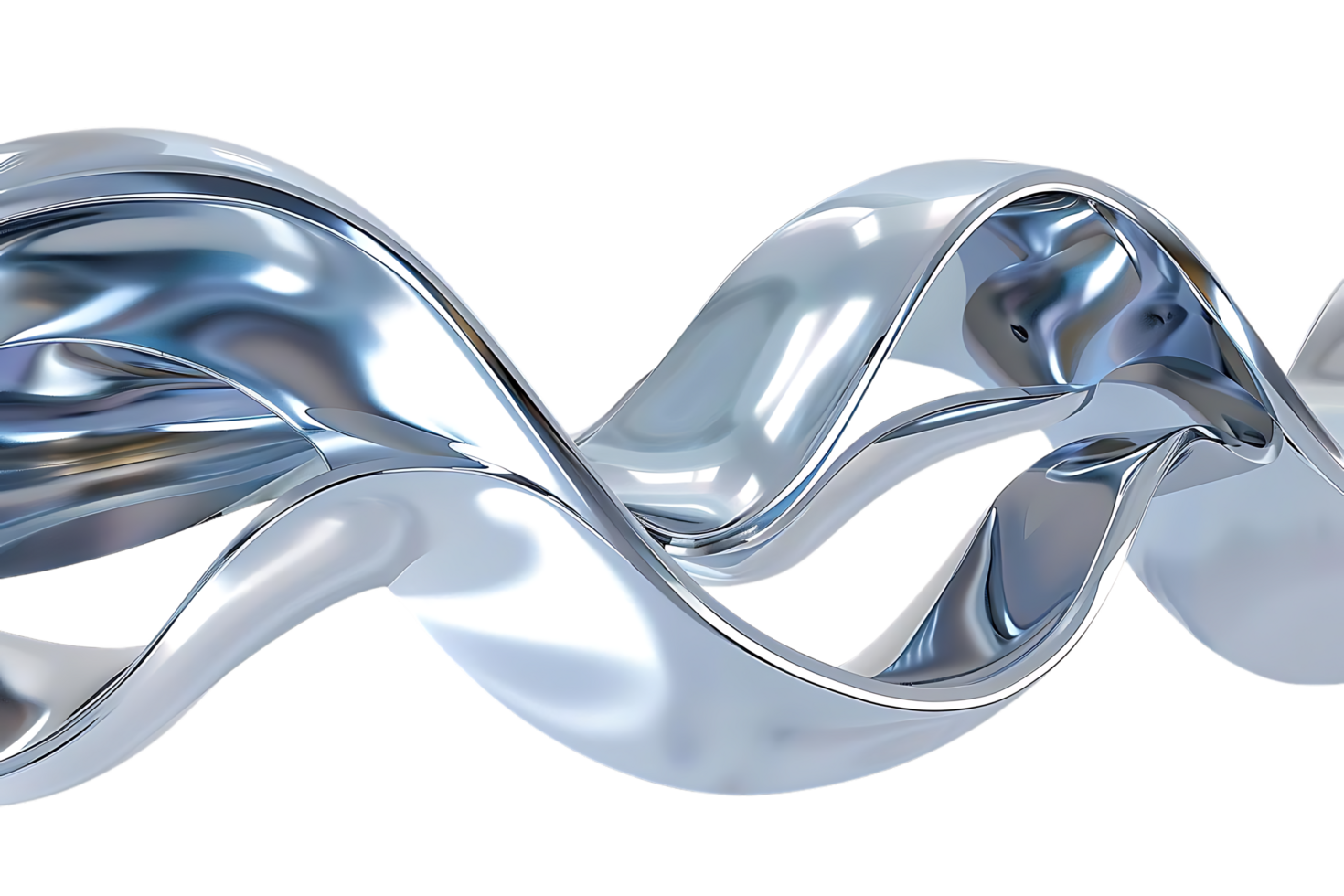 Abstract Metallic Waves with a Transparent Background A Shiny, Silver, 3D Design with a Glossy Finish and Smooth Curves png