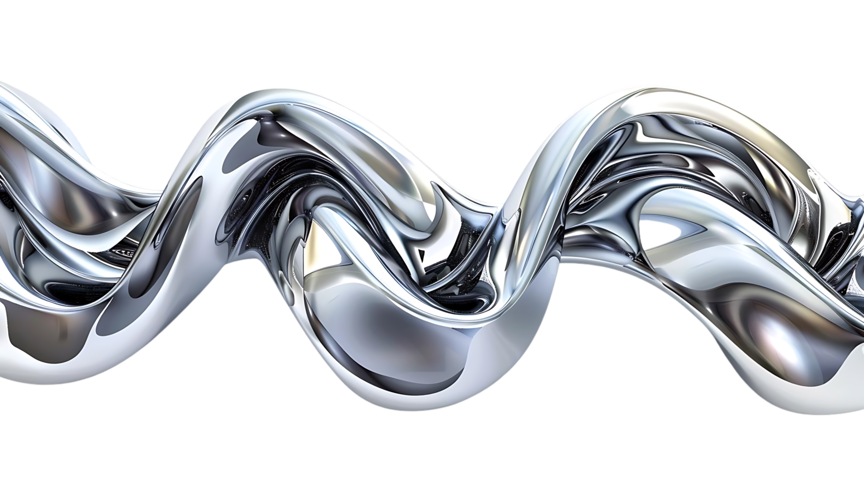 Abstract Silver 3D Wave with Transparent Background A Modern and Sleek Design Element png