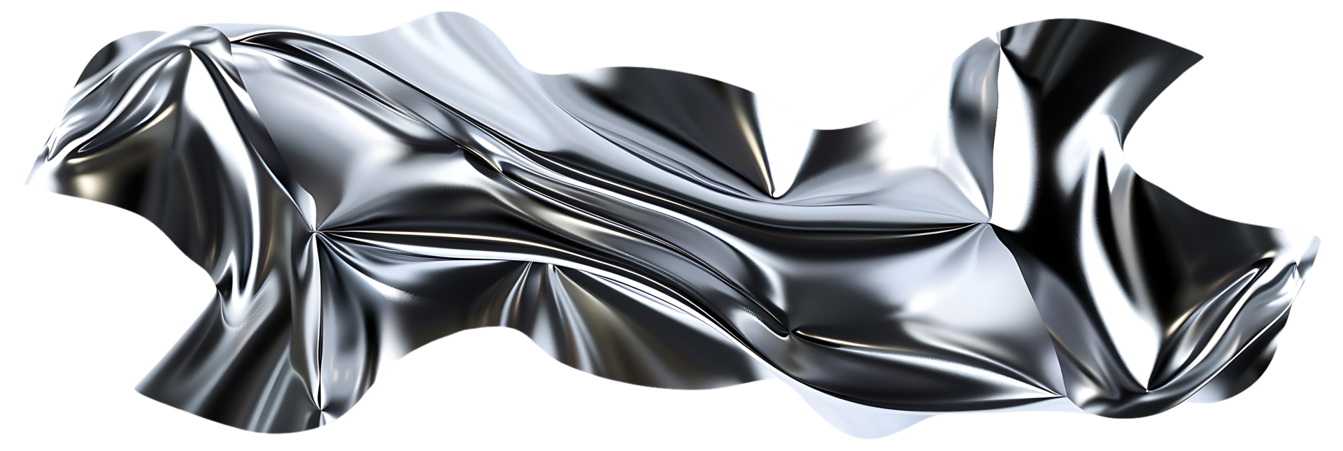 Silver Fabric Draped with a Transparent Background A Smooth, Shiny, and Elegant Design Element png