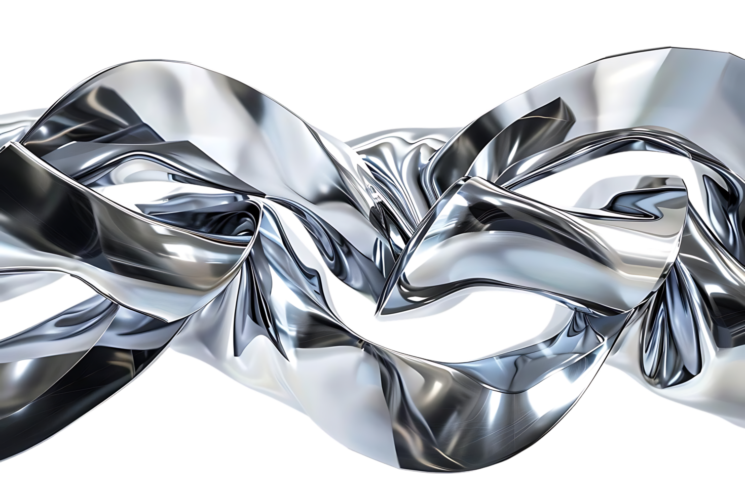 Shiny Silver Abstract Background A Flowing, Reflective Surface with a Transparent Background png
