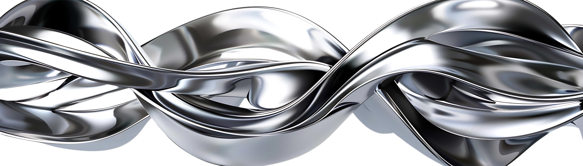 Abstract Shiny Metallic Wave with Transparent Background A Digital Artwork of Fluid Metal Curls and Folds in a Seamless Loop with an Invisible Canvas. png