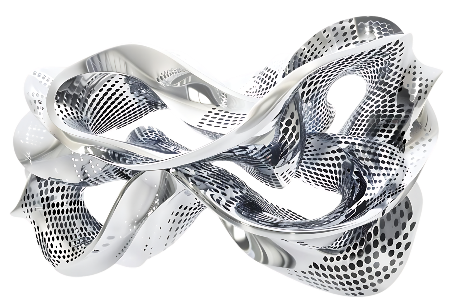 Abstract Silver Sculpture with Transparent Background A Modern Art Piece with a Geometric Design png