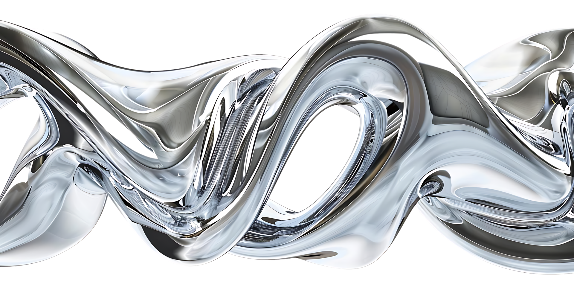 Abstract Metallic Liquid Swirls with a Transparent Background A Digital Art Exploration of Fluid Form png