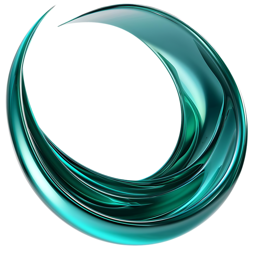 Abstract Teal Swirl with Transparent Background A Fluid Design Element for Visuals png