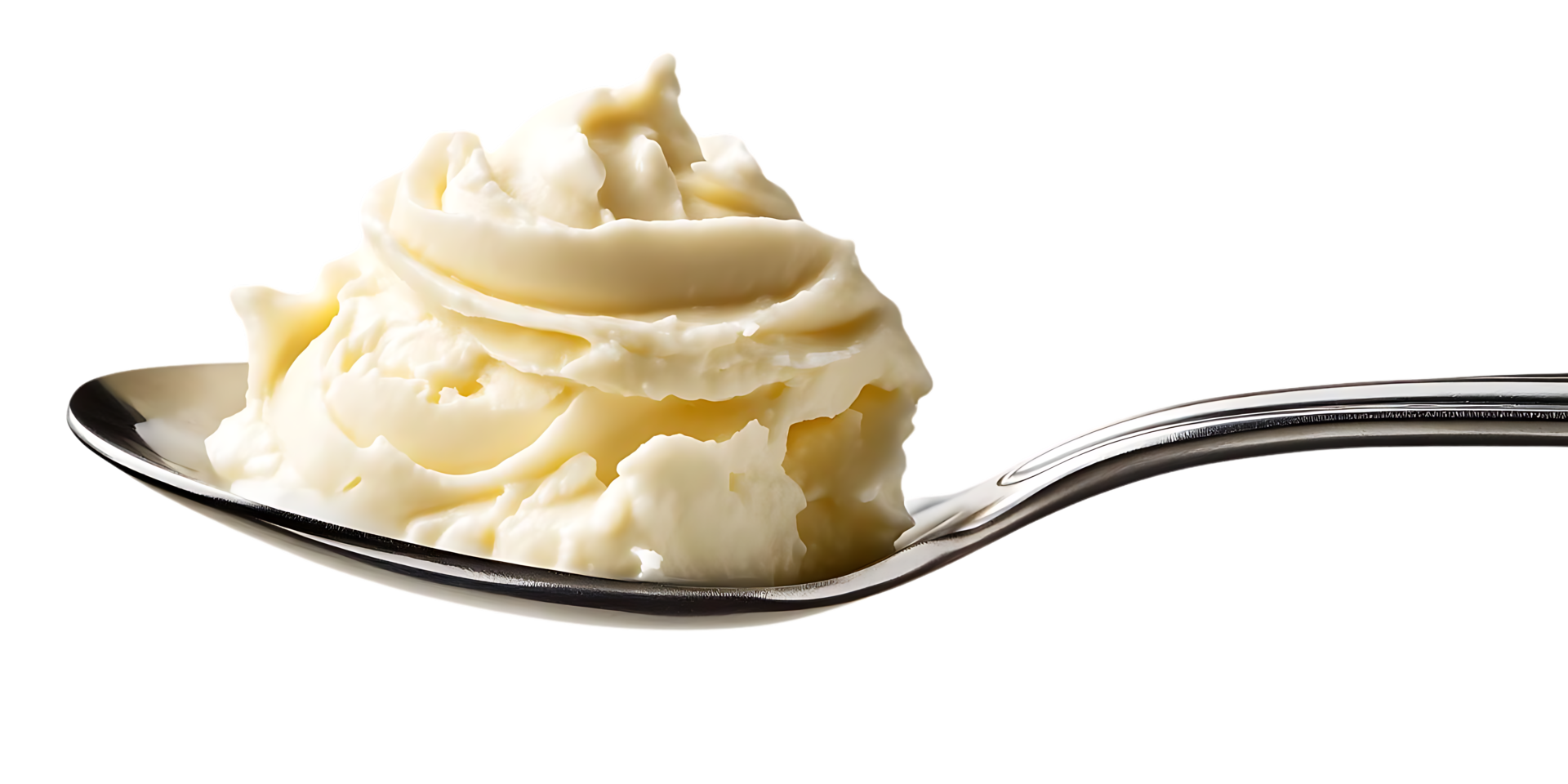 Whipped Cream on a Spoon with a Transparent Background A Delectable Treat with a Clean, Modern Aesthetic png