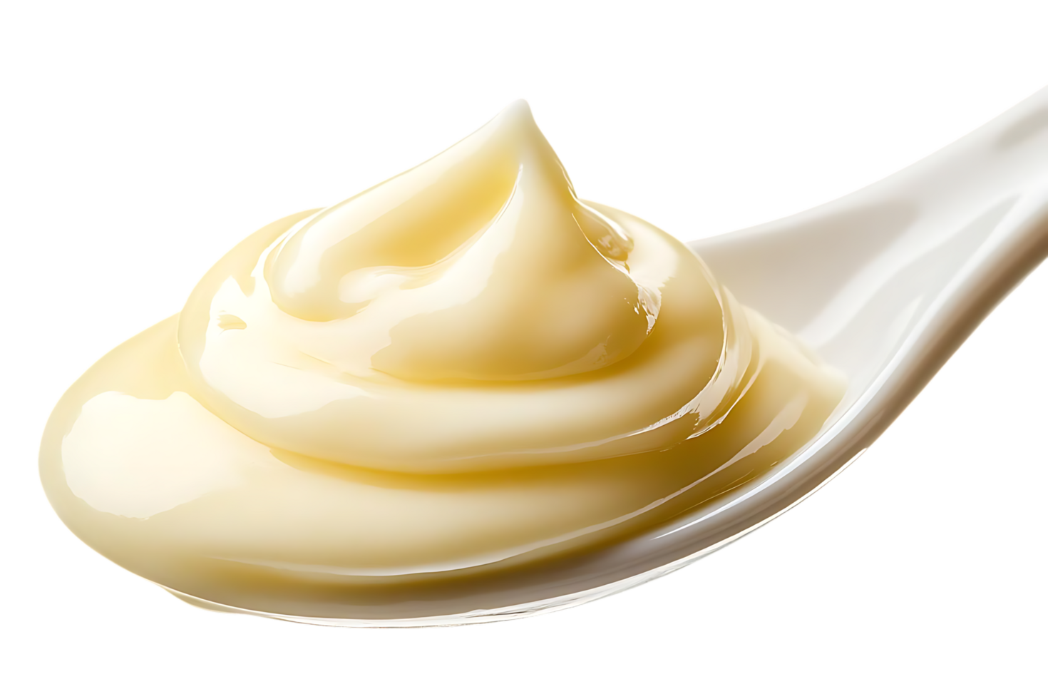 Creamy, Smooth, and Delicious Sweetened Condensed Milk in a White Spoon with a Transparent Background png