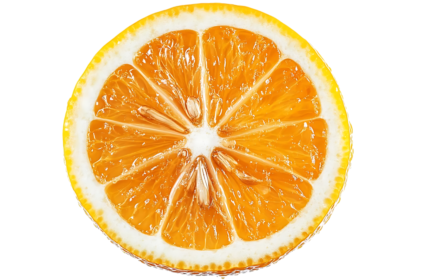 Juicy Orange Slice with a Transparent Background A Fresh and Vibrant Image Perfect for Designs and Projects png