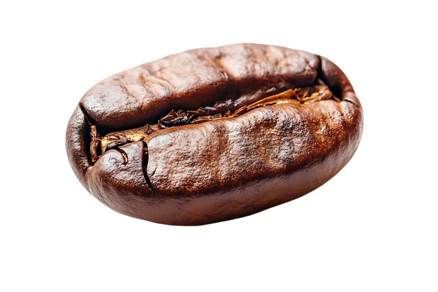 Coffee Bean with a Transparent Background A Close-Up View of the Roasted Bean's Details, Ready for Brewing png