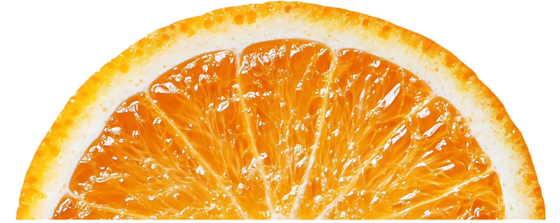 Juicy Orange Slice with a Transparent Background A Close-Up View of the Fresh and Vibrant Citrus Fruit png