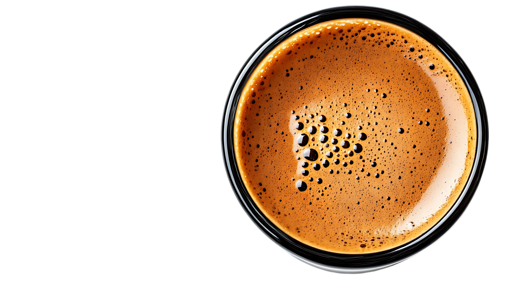 Coffee Crema with a Transparent Background Close-Up Shot of Rich, Foamy Espresso with Bubbles on Black Background png