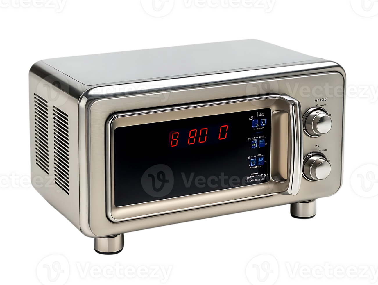 Stainless Steel Countertop Toaster Oven with Transparent Background and Red Display png