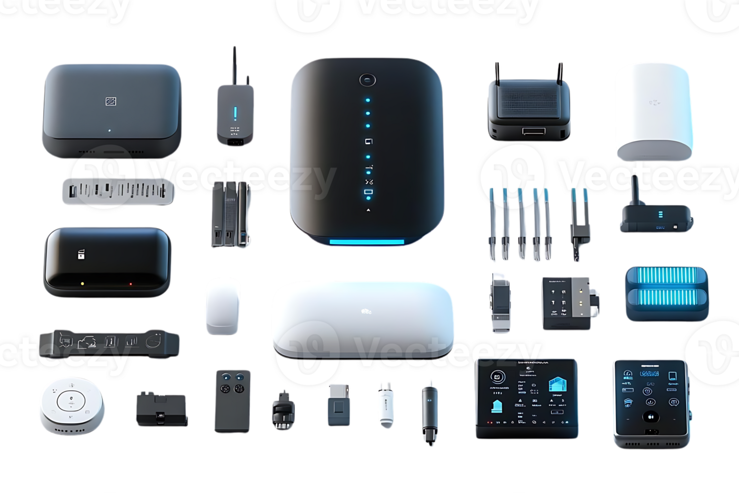 Smart Home Automation System with Transparent Background for Enhanced Connectivity and Control, Featuring Advanced Security and Energy Efficiency png