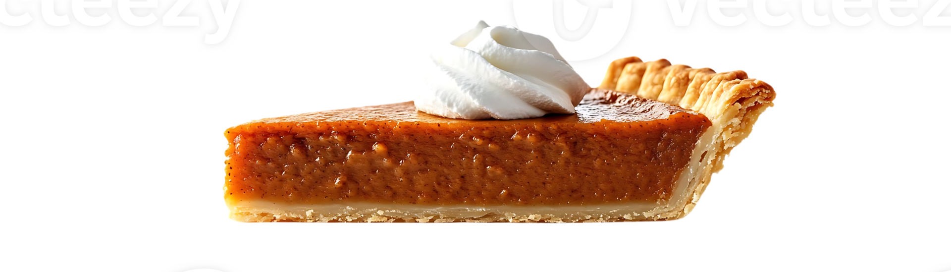 Delicious Pumpkin Pie Slice with Whipped Cream on a Transparent Background png
