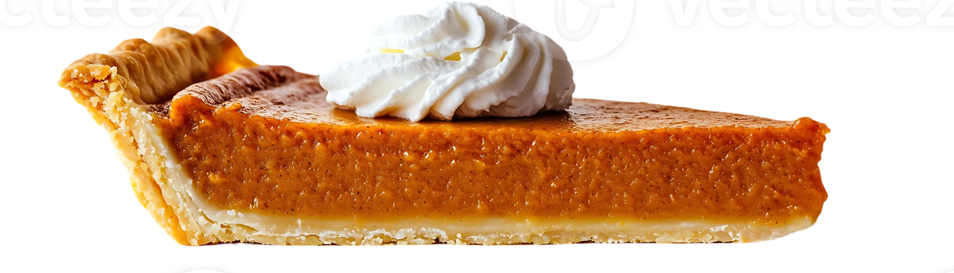 A Slice of Pumpkin Pie Topped with Whipped Cream, a Thanksgiving Treat with a Transparent Background png
