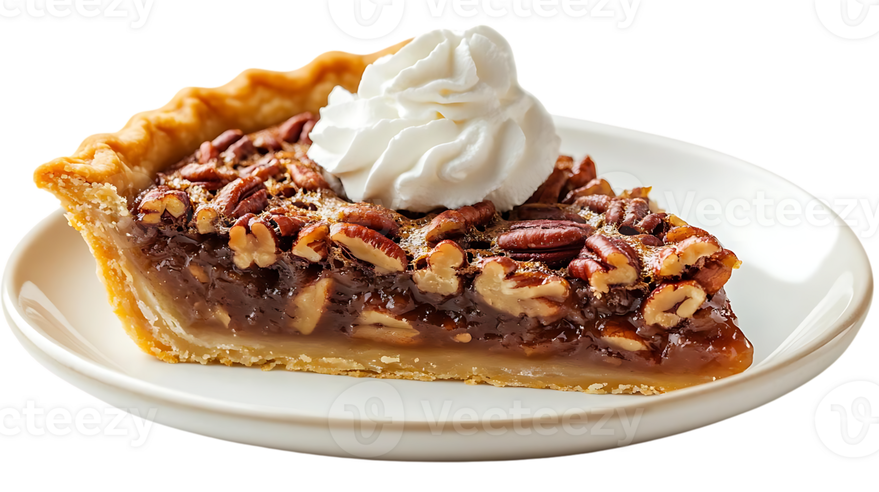 Pecan Pie Slice with Whipped Cream, A Delicious Treat with a Transparent Background png