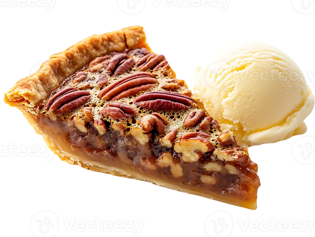 Pecan Pie with Ice Cream, a Sweet and Delicious Treat with a Transparent Background png