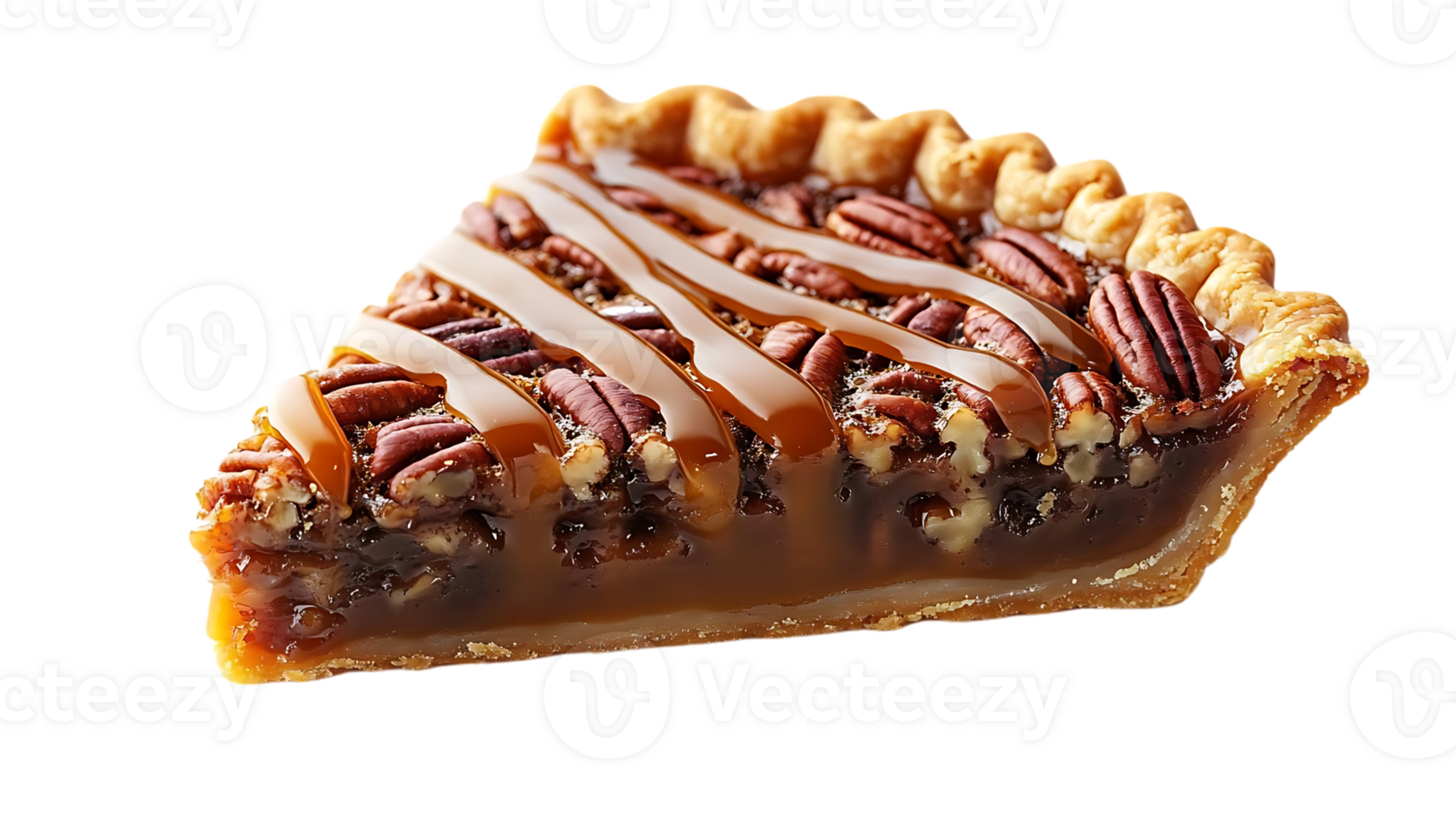 Pecan Pie with Caramel Drizzle on a Transparent Background png