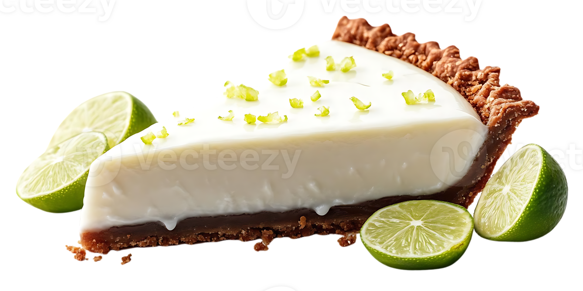Delicious Lime Pie with a  Transparent Background,  Lime Zest Garnish,  Creamy Filling,  and a  Golden Crust png