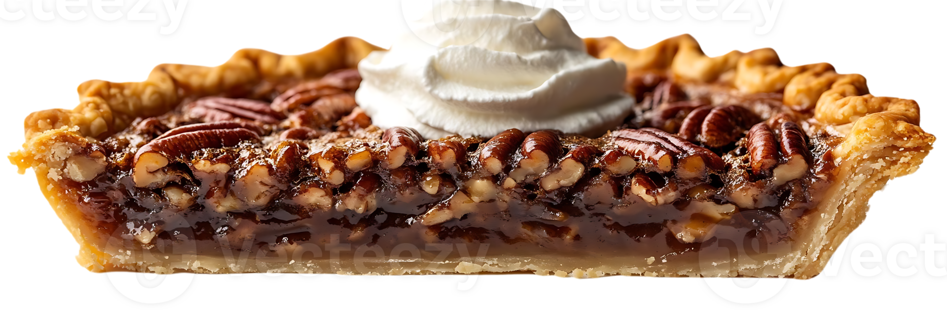 Pecan Pie with Whipped Cream on a Transparent Background, a Delicious Slice of Sweetness png