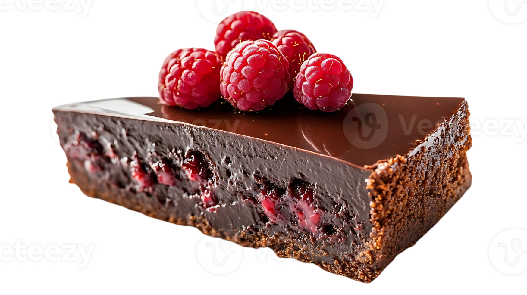 Chocolate Raspberry Tart with a Transparent Background, a Delicious Dessert with a Smooth Chocolate Glaze and Fresh Raspberries. png