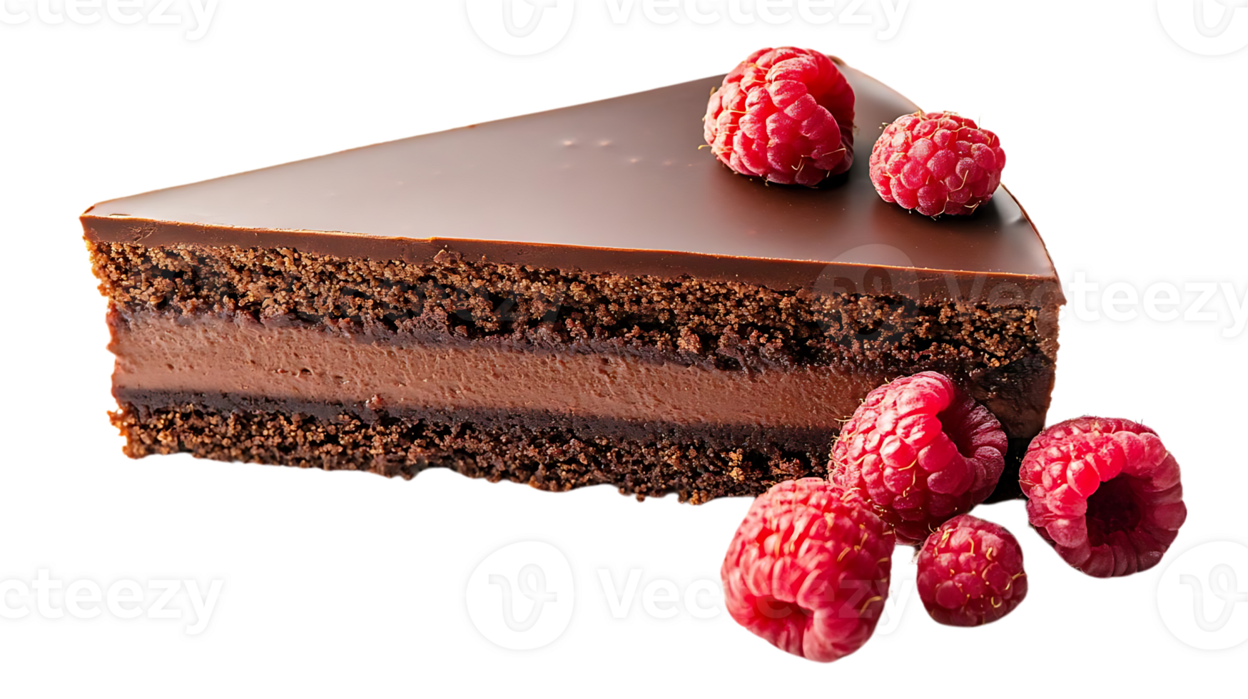 Chocolate Raspberry Cake with Creamy Filling and a Transparent Background png